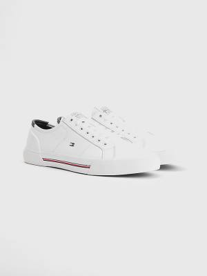 Tommy Hilfiger Essential Signature Leren Sneakers Heren Wit | TH604AYT