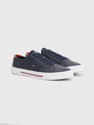 Tommy Hilfiger Essential Signature Leren Sneakers Heren Blauw | TH691BLY