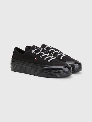 Tommy Hilfiger Essential Vulcanised Flatform Sneakers Dames Zwart | TH056USO