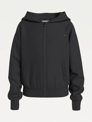 Tommy Hilfiger Essential Zip-Thru Organic Katoenen Hoodie Meisjes Zwart | TH064ATW