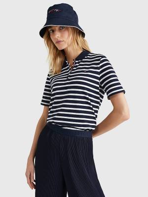 Tommy Hilfiger Essentials Stripe Poloshirt Dames Blauw | TH062XIF