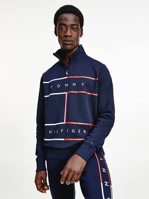 Tommy Hilfiger Exclusive Mock Turtleneck Sweatshirts Heren Blauw | TH376BLP