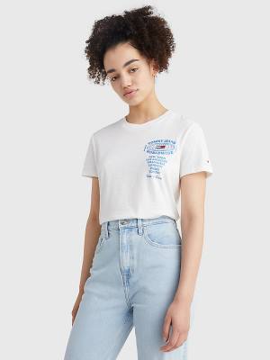 Tommy Hilfiger Expedition Logo T-shirts Dames Wit | TH145NIL