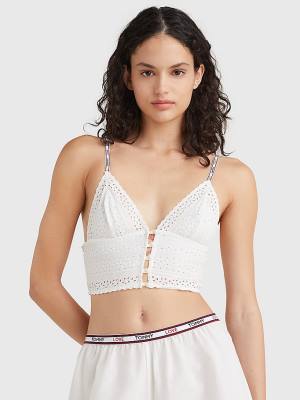 Tommy Hilfiger Eyelet Kanten Longline Bra Ondergoed Dames Wit | TH402CKO