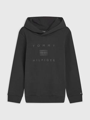 Tommy Hilfiger Flag Logo Hoodie Jongens Zwart | TH685IRO