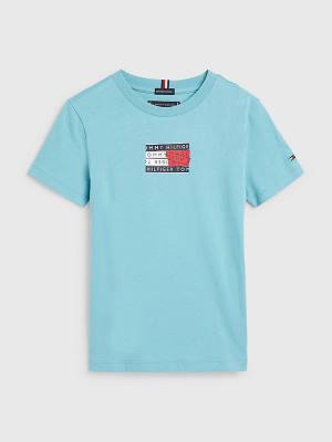 Tommy Hilfiger Flag Logo T-shirts Jongens Blauw | TH964BLN