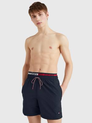 Tommy Hilfiger Flag Mid Length Drawstring Shorts Zwemkleding Heren Blauw | TH036WNK