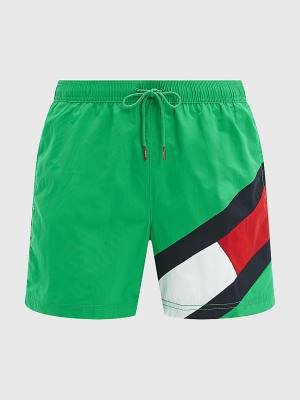 Tommy Hilfiger Flag Mid Length Drawstring Shorts Zwemkleding Heren Groen | TH576ETX