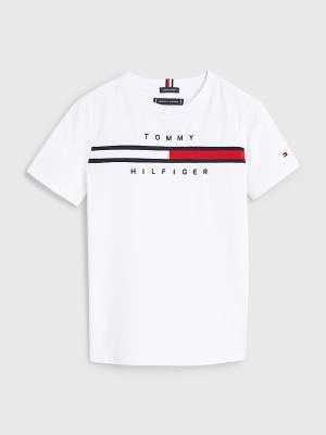 Tommy Hilfiger Flag Rib Insert T-shirts Jongens Wit | TH796WHS