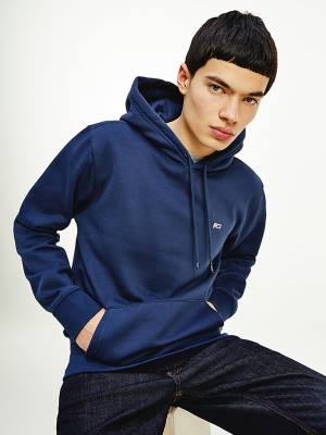 Tommy Hilfiger Fleece Flag Patch Hoodie Heren Blauw | TH015SBO