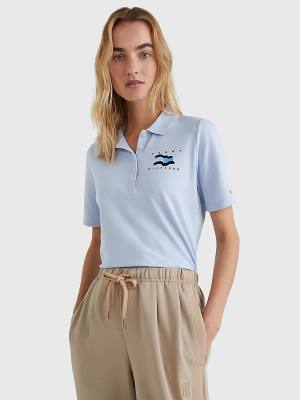 Tommy Hilfiger Flock Flag Poloshirt Dames Blauw | TH398POC