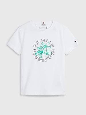 Tommy Hilfiger Floral Graphic Organic Katoenen T-shirts Meisjes Wit | TH630TDL