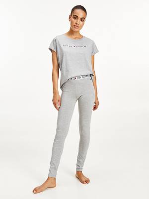 Tommy Hilfiger Full Length Logo Leggings Dames Grijs | TH309HZC