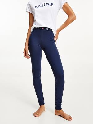 Tommy Hilfiger Full Length Logo Leggings Dames Blauw | TH759COK