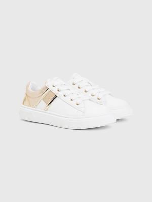 Tommy Hilfiger Glitter Metallic Flag Zip Sneakers Meisjes Wit | TH814JRV