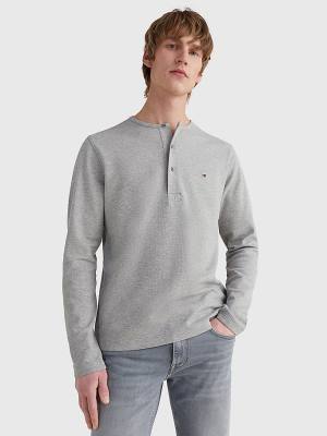 Tommy Hilfiger Henley Neck Long Sleeve T-shirts Heren Grijs | TH153JHR