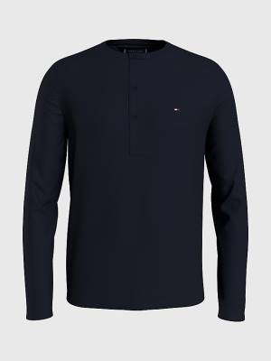 Tommy Hilfiger Henley Neck Long Sleeve T-shirts Heren Blauw | TH694WUA