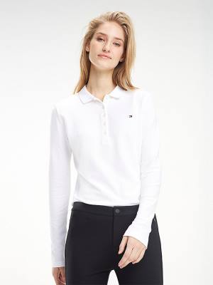 Tommy Hilfiger Heritage Long Sleeve Shirt Poloshirt Dames Wit | TH246LGF