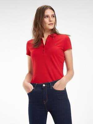 Tommy Hilfiger Heritage Slim Fit Shirt Poloshirt Dames Rood | TH538MTC