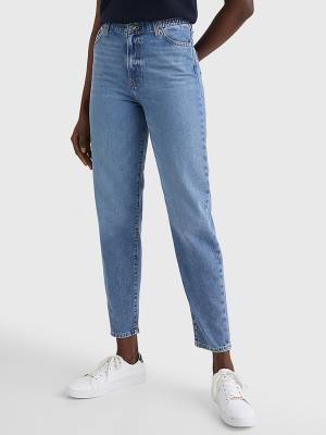 Tommy Hilfiger High Rise Relaxed Mom Tapered Elasticated Taille Jeans Dames Denim | TH859MKB