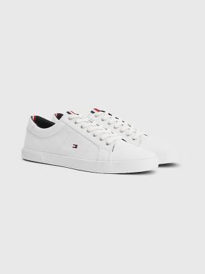 Tommy Hilfiger Iconic Kanten-Up Canvas Sneakers Heren Wit | TH849APM