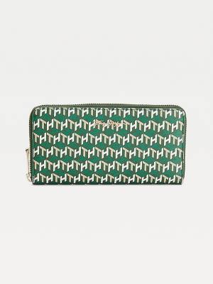 Tommy Hilfiger Iconic Monogram Zip-Around Portefeuille Dames Groen | TH817EPJ