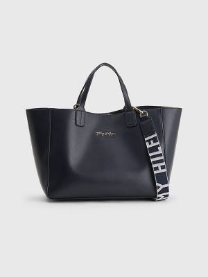 Tommy Hilfiger Iconic Signature Satchel Tassen Dames Blauw | TH764REK