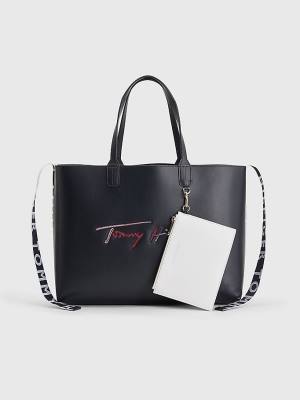 Tommy Hilfiger Iconic Signature Tote Tassen Dames Blauw | TH427QJK