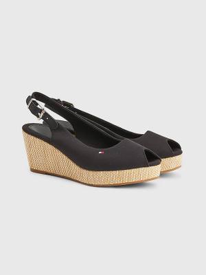 Tommy Hilfiger Iconic Slingback Espadrilles Wedges Sandalen Dames Zwart | TH271NTE