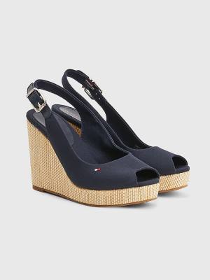 Tommy Hilfiger Iconic Slingback Espadrilles High Heel Wedges Sandalen Dames Blauw | TH425QWV