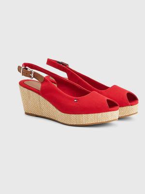 Tommy Hilfiger Iconic Slingback Espadrilles Wedges Sandalen Dames Rood | TH478RQN