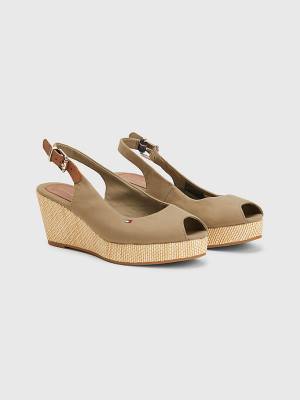 Tommy Hilfiger Iconic Slingback Espadrilles Wedges Sandalen Dames Bruin | TH759NQF