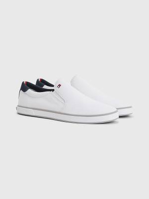 Tommy Hilfiger Iconic Slip-On Canvas Sneakers Heren Wit | TH083ALE