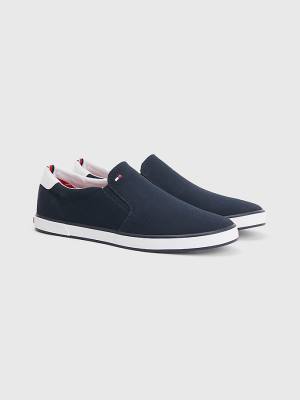 Tommy Hilfiger Iconic Slip-On Canvas Sneakers Heren Blauw | TH207RFB