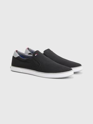 Tommy Hilfiger Iconic Slip-On Canvas Sneakers Heren Zwart | TH564TEA