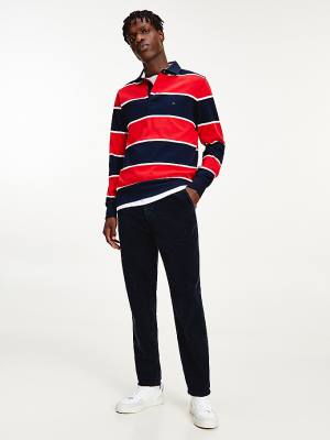 Tommy Hilfiger Iconic Stripe Rugby Shirt Poloshirt Heren Rood | TH485EVJ