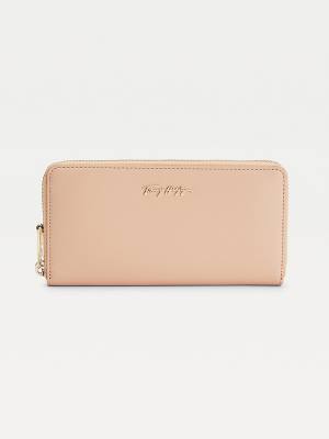 Tommy Hilfiger Iconic Zip-Around Signature Portefeuille Dames Beige | TH173ZHK