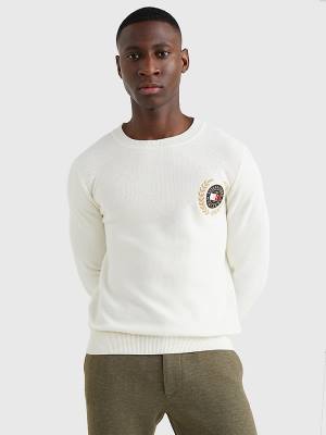 Tommy Hilfiger Icons Crest Embroidery Jumper Truien Heren Wit | TH708AUP