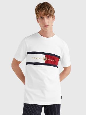 Tommy Hilfiger Icons Crest T-shirts Heren Wit | TH536RKU