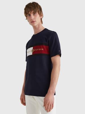 Tommy Hilfiger Icons Crest T-shirts Heren Blauw | TH642LWY