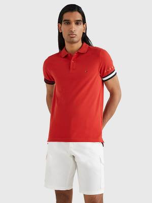 Tommy Hilfiger Icons Flag Slim Fit Poloshirt Heren Rood | TH297IBG