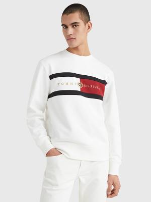 Tommy Hilfiger Icons Logo Crew Neck Sweatshirts Heren Wit | TH324ERK