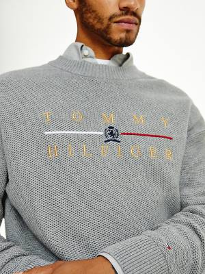 Tommy Hilfiger Icons Oversized Structured Jumper Truien Heren Grijs | TH847YSM