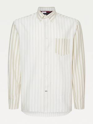 Tommy Hilfiger Icons Stripe Relaxed Fit Katoenen Overhemd Heren Beige | TH701QGY