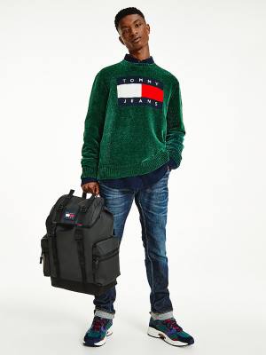 Tommy Hilfiger Intarsia Flag Relaxed Fit Jumper Truien Heren Groen | TH698ZXP