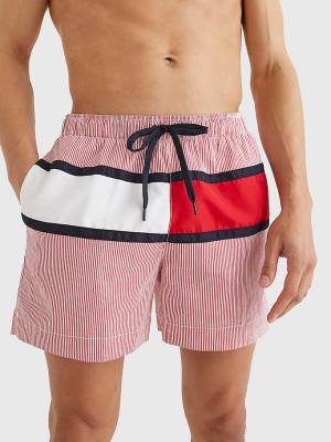 Tommy Hilfiger Ithaca Stripe Colour-Blocked Mid Length Shorts Zwemkleding Heren Rood | TH076CZR