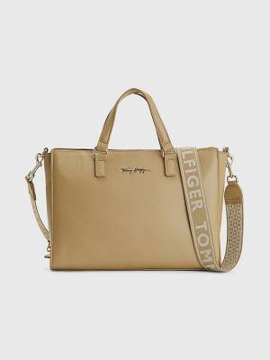 Tommy Hilfiger Joy Signature Satchel Tassen Dames Bruin | TH157RYJ