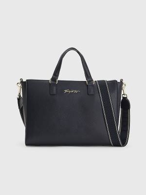 Tommy Hilfiger Joy Signature Satchel Tassen Dames Blauw | TH685YRK