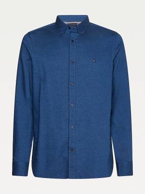 Tommy Hilfiger Katoenen Cashmere Slim Fit Check Overhemd Heren Blauw | TH605OWC