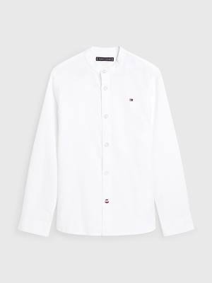 Tommy Hilfiger Katoenen Linen Collarless Overhemd Jongens Wit | TH849CQH